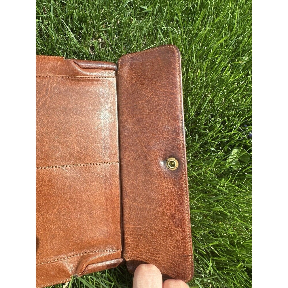Vintage 80s Coach Checkbook Purse Wallet 4680 British Tan Kisslock Leather - Picture 7 of 11